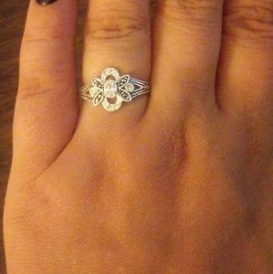 Sterling silver butterfly CZ and pavè diamond ring